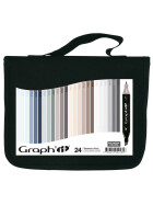 GRAPHIT Marker mit Rund- / Keilspitze Alkohol-basiert, 24er Set Mix greys