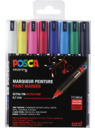 Marker POSCA PC-1MR extra-feine kalibrierte Spitze 0,7 mm - 8er Set sortiert