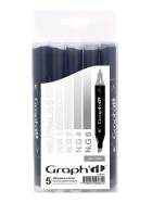 GRAPHIT Marker mit Rund- / Keilspitze Alkohol-basiert, 5er Set - Grey Tones