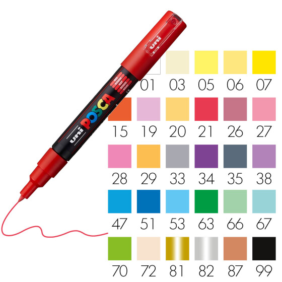 Marker POSCA PC-1MC extra-fein konische Spitze 0,7 mm - rot