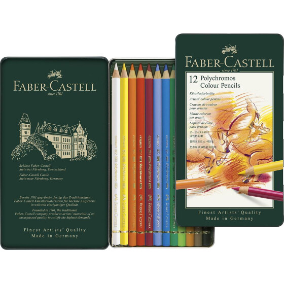 Künstlerfarbstift Polychromos - 12er Metalletui