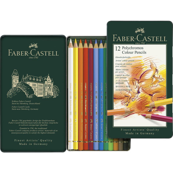 Künstlerfarbstift Polychromos - 12er Metalletui