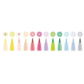 Tuschestift PITT Artist PEN Brush 12er Etui - Pastellfarben