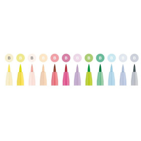 Tuschestift PITT Artist PEN Brush 12er Etui - Pastellfarben