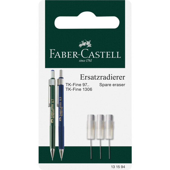 Ersatzradierer für Druckbleistift TK Fine mit Reinigungsnadel - 3er Blisterkarte