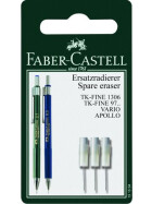 Ersatzradierer für Druckbleistift TK Fine mit Reinigungsnadel - 3er Blisterkarte