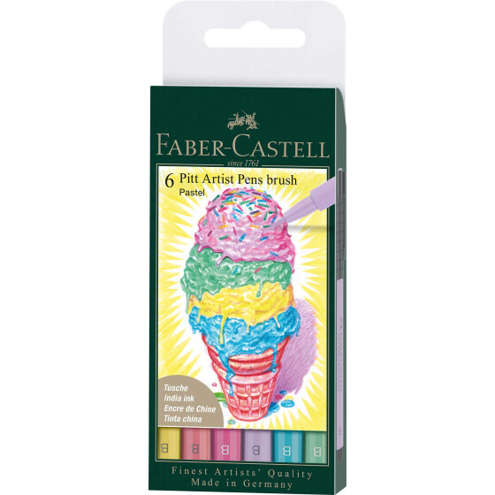 Tuschestift PITT® Artist Pen Brush Pastel 6er Etui