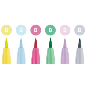 Tuschestift PITT Artist PEN Brush 6er Etui - Pastellfarben