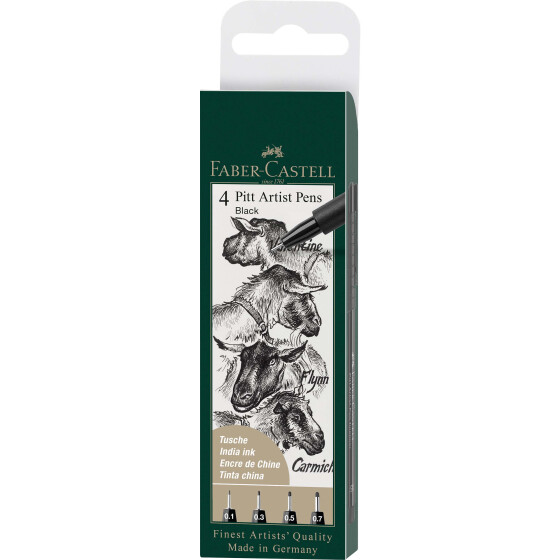 Tuschestift PITT® Artist Pen 4er Set Farbe 199 - schwarz