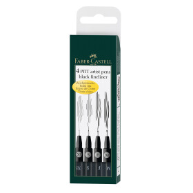 Tuschestift PITT® Artist Pen 4er Set Farbe 199 - schwarz
