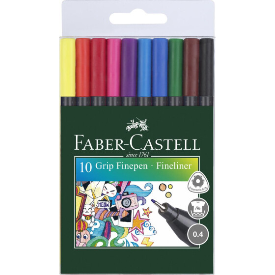 Fineliner FINEPEN Grip Black Edition 0,4 mm - 10er Kartonetui