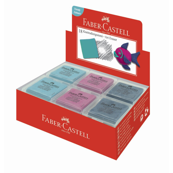 Knetradierer ART ERASER - türkis, brombeere, blau, in Kunststoffbox - 18er Display