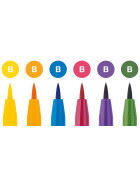 Tuschestift PITT Artist PEN Brush 6er Etui - Farbsortierung: BASIC