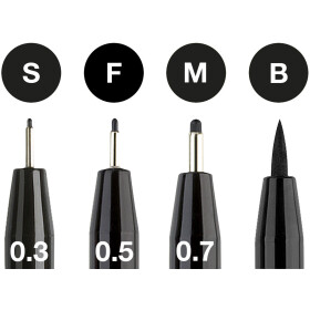 Tuschestift PITT® Artist Pen 4er Set Farbe 199 - schwarz