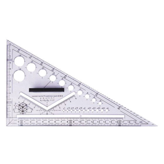 Zeichendreieck 30° / 60° mit Zusatzfunktionen