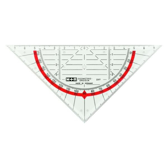 Geometriedreieck 17cm glasklar rot hinterlegt