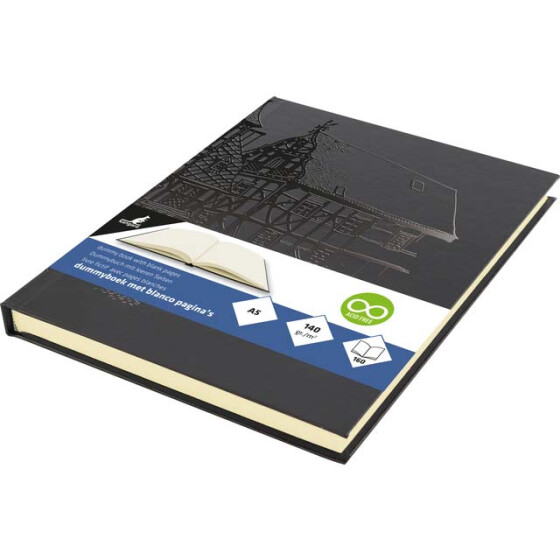 Skizzenbuch Hardcover A5 - 160 Seiten, 140 g/qm cremefarbenes Papier - schwarz