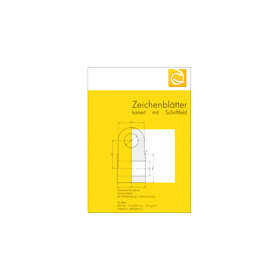 Schulzeichenkarton A4, 190 g/m² - kariert, Randdruck und Schul-Schriftfeld, 250 Blatt