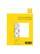 Zeichenblätter A4 hoch, 190 g/m², blanko, Randdruck und Schul-Schriftfeld, 250 Blatt