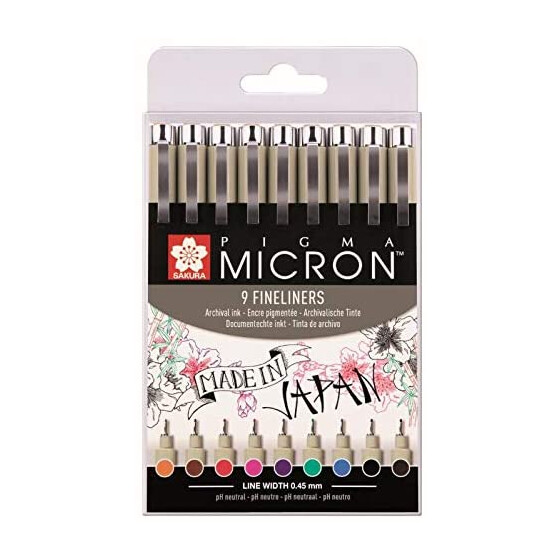 PIGMA Micron 5 - ,45mm - 9er Etui alle Farben