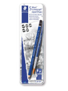 Bleistift Mars® Lumograph® - aqua 6er Etui je 2x 100A-6B / 8B, 1 x 100A-4B, Pinsel