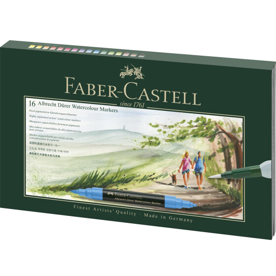 Aquarellmarker Albrecht Dürer - 16er Etui sortiert + Wasserpinsel