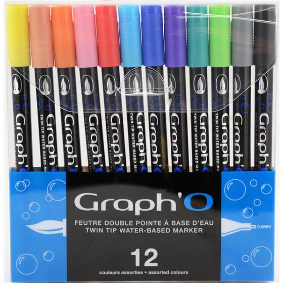 GRAPHO wasserbasierter Twin Tip Marker 12er Etui