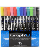 GRAPHO wasserbasierter Twin Tip Marker 12er Etui