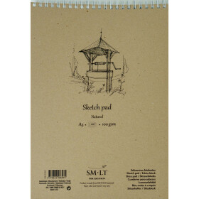 Spiralblock Skizze leicht graues 100% RCP Authentic A3 - 100 Blatt, 100 g/qm, matt