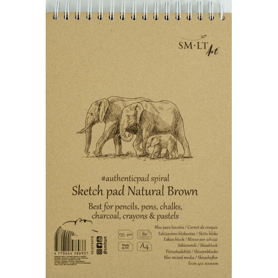 Spiralblock Authentic DIN A4 - braun RCP Papier, 80 Blatt 135 g/qm