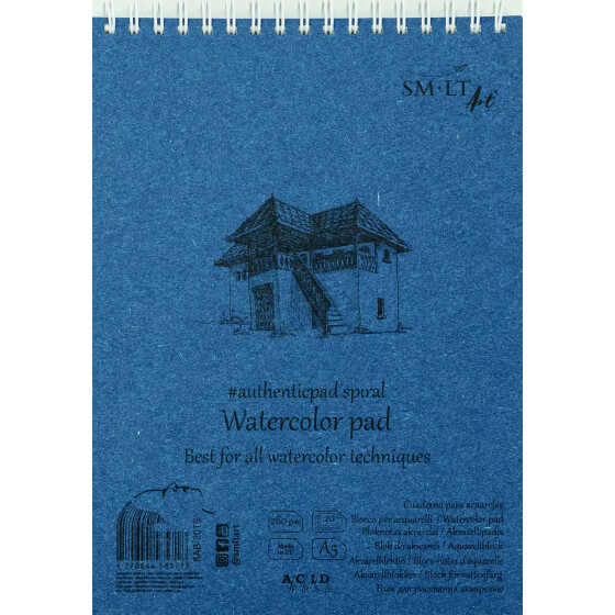 Spiralblock Authentic Aquarell Papier, DINA5, 20 Blatt, 280 g/qm