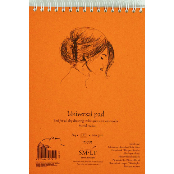 Spiralblock Authentic DIN A4 - Mixed Media Papier, 40 Blatt, 200 g/qm