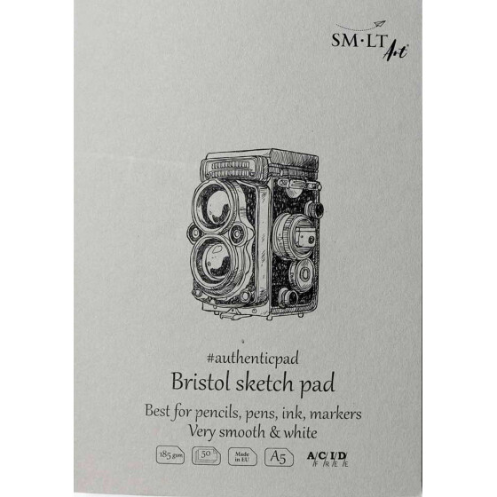 Spiralblock Authentic DIN A5 - Bristolkarton, 30 Blatt, extra weiß, 185 g/qm