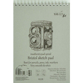 Spiralblock Authentic Bristol Papier, extra weiß, DINA4, 50 Blatt, 185 g/qm