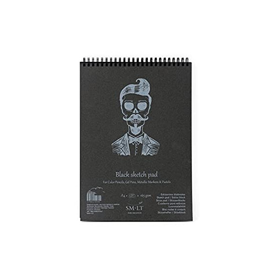 Spiralskizzenblock Authentic - schwarzes Papier, DINA4, 30 Blatt, 165 g/qm