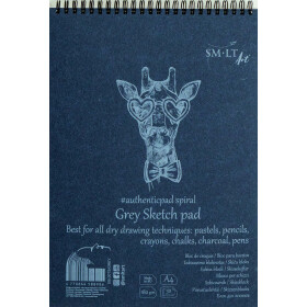 Spiralblock Authentic DIN A4 - graues Papier, 30 Blatt, 180 g/qm