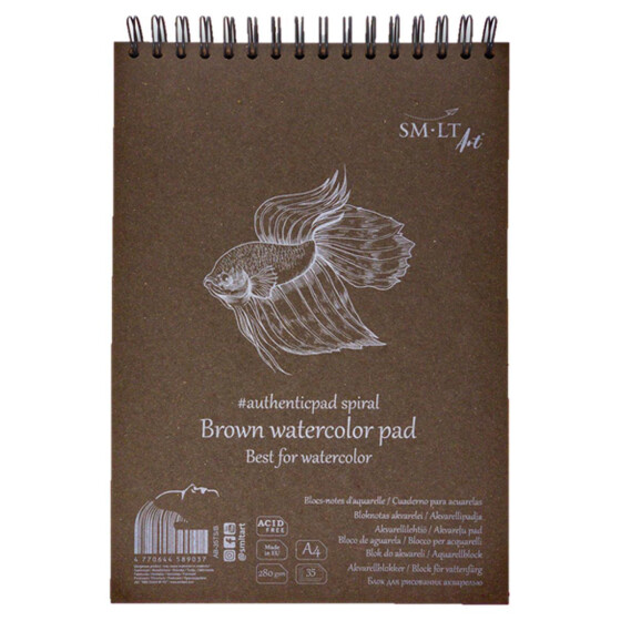 Spiralblock Aquarell braun, rau Authentic A5 - 20 Blatt, 280 g/qm