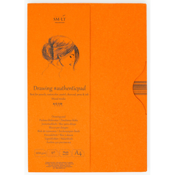 Skizzenblock Authentic DIN A4 im Schuber - Mixed Media Papier, 40 Blatt, 200 g/qm