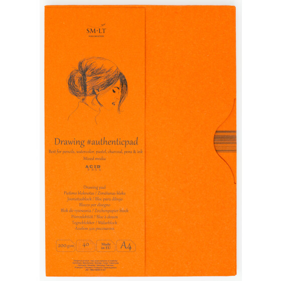 Skizzenblock Authentic DIN A4 im Schuber - Mixed Media Papier, 40 Blatt, 200 g/qm