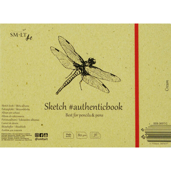 Skizzenheft Authentic 17x24 cm, creme Papier, 36 Blatt, 80 g/qm