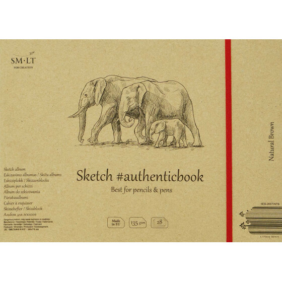 Skizzenheft Authentic 17x24 cm - braunes RCP Papier, 28 Blatt, 135 g/qm