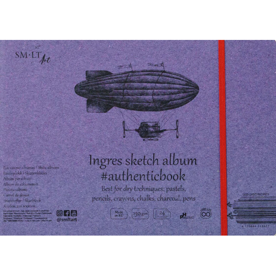 Skizzenheft Authentic 17x24 cm - Ingres Papier, 24 Blatt, 130 g/qm