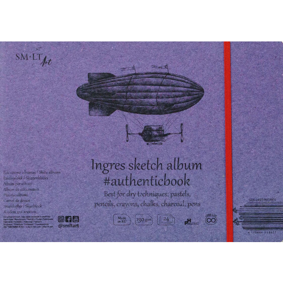 Skizzenheft Authentic 17x24 cm, Ingres Papier, 24 Blatt, 130 g/qm