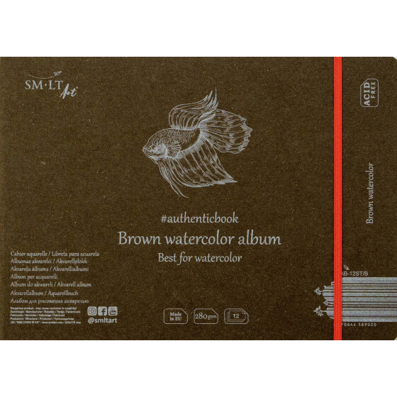 Skizzenheft Authentic 17x24 cm - braunes Aquarell Papier, 12 Blatt, 280 g/qm