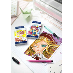 Tuschestift PITT® Artist Pen Manga Kaoiro, sortiert, 6er Etui
