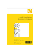 Zeichenblätter A4 hoch, 150 g/m², blanko Randdruck und Schul-Schriftfeld