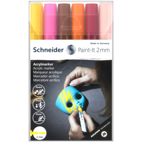 Acrylmarker Paint-It 310 Rundspitze 2mm - Set 3 Nebenfarben 6 Stück sortiert