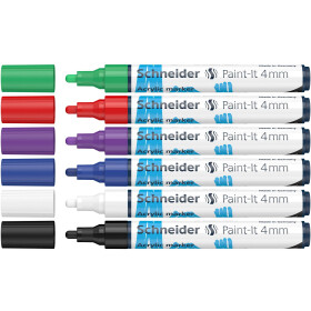 Acrylmarker Paint-It 320 Rundspitze 4mm - Set 1 Basisfarben 6 Stück sortiert