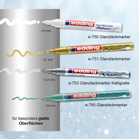 Glanzlackmarker Edding 751 22 Farben Rundspitze 1-2 mm