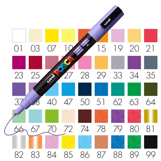 Marker POSCA PC-3M fein Rundspitze 0,9-1,3 mm - 45 Farben